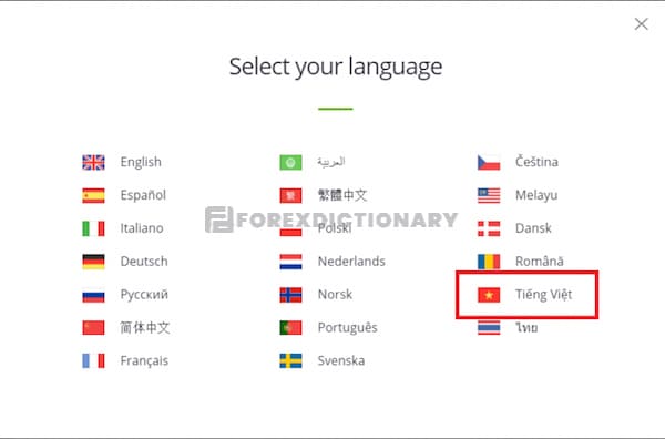 eToro hỗ trợ người dùng nhiều ngôn ngữ khác nhau trên thế giới