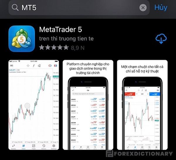 Tìm kiếm ứng dụng MT5 tại App Store để tải về thiết bị iOS