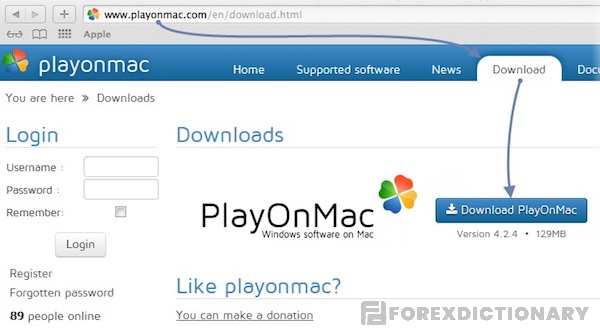 Để tải MT5 cho Macbook cần tải ứng dụng giả định PlayOnMac