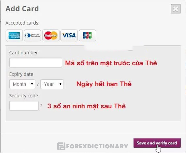 Điền thông tin về Card Number, Expiry Date, Security Code
