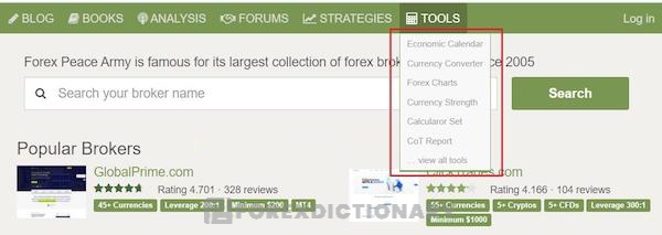 Mục Tools của Forex Peace Army hỗ trợ trader giao dịch hiệu quả hơn