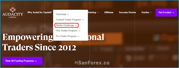 Nếu trader lựa chọn tài khoản Ability Challenge thì làm tương tự với hình trên